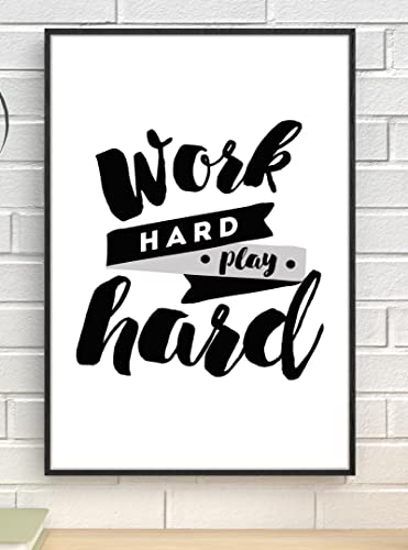 Handmade By Stukk Work Hard Play Hard Inspirational Positive Thoughts Poster Druck Wand (A1 – 594 x 841 mm) von Handmade By Stukk