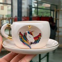 24K Gold Regenbogen Einhorn Tasse Handgemachte Keramik Kaffeetasse von HandmadeBskCeramics