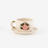Handgefertigte Lotus Blumen Tasse 24K Gold Keramik Kaffeetasse von HandmadeBskCeramics
