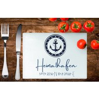 Personalisiertes Glas Schneidebrett, Küchenbrett , Servierplatte Geschenk, Frühstücksbrettchen, Maritim von HandmadeByAenni