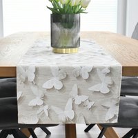 Tischläufer Schmetterling Beige Weiß, Moderne Mitteldecke Aus Stoff, Modern Boho, Tischdecke Frühlingsmotiv, Hochzeit, Geschenk von HandmadeByDoene