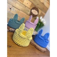 Osterkörbchen Mit Hasenohren Gehäkelt Aus Wolle, Perfekt Als Geschenk. Osterkorb Made in Germany von HandmadeBySAMALU