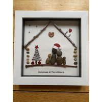 Personalisierte Familie Weihnachten Kieselstein Bild, Dekoration, Weihnachtswanddekoration, Kunstwerk Geschenk Für Mama von HandmadeCraftsUKShop