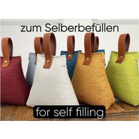 Türstopper Ungefüllt Aus Robustem Möbelstoff Mit Echtleder-Schlaufe - Leinenoptik, Diy Zum Selbst Befüllen, 2 Größen Normal Und Small von HandmadeFeeSK