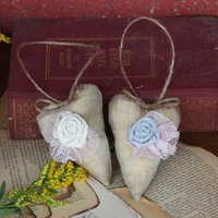 Design Stoffherz 2Er Set Tilda-Stil 9 cm von HandmadeForUVonAnna