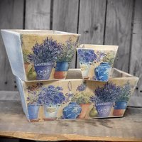 Vintage Blumentopf Holz Ver. Größen Übertopf Deko Shabby Retro Blumentöpfe von HandmadeForUVonAnna
