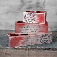 Vintage Holzkerzenhalter 3Er Set Vintage Holzkerzenhalter 3Er Set von HandmadeForUVonAnna