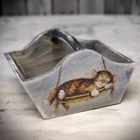 Vintage Holzkörbchen 22x17, 5x12, 5cm Dekokorb von HandmadeForUVonAnna