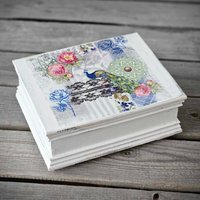Vintage Holzschatulle 21x17x8 cm von HandmadeForUVonAnna