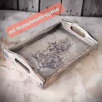 Vintage Holztablett 30x20 cm von HandmadeForUVonAnna