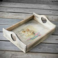 Vintage Holztablett 35x25 cm von HandmadeForUVonAnna