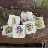 Vintage Holzuntersetzer Set von HandmadeForUVonAnna