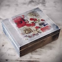 Vintage Schatulle Mit Spiegel 24x21x8, 5cm Schminken Landhaus Retro Holz Deko von HandmadeForUVonAnna