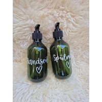 Seifenspender/Spülmittelspender Im 2Er-Set Grün Kunststoff 300Ml Pumpspender Seife Spüli Spülmittel Handseife Geschenk von HandmadeFraNi