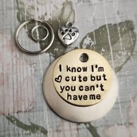 I Know I'm Cute But You Can't Have Me - Hundemarke Haustiermarke Id Collar Weihnachtsgeschenkidee von HandmadePoshTags