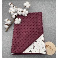 Kuschelige Babydecke Mit Unterwassertieren/Bordeaux Personalisierbar 70x100cm Geschenk Taufe Kinderwagendecke Handgemacht von HandmadeTani