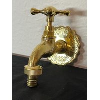 Unlackierte Messingwand Kleiner Wasserhahn Kaltwasser-Wandhahn Aus Massivem Messing Einhand-Messingwasser von HandmadeToufik