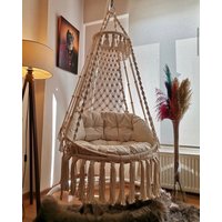 Makramee Hängematte Swing Chair , Indoor Hängemattenstuhl Hängestuhl Schaukel Schlafzimmer Stuhl von HandmadeTreasureTr