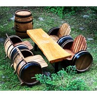 Weinfass Bank Stuhl Eiche Holz Gartenmöbel Set Tisch von HandmadeWoodPL