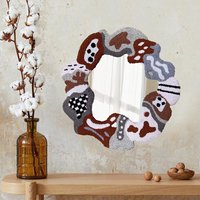 Handgemachter Tufted Spiegel, Moderner Lochnadel Multicolor Schmelzen Rund Psychedelik Unikat Home Decor, Punch Nadel Wandkunst von HandmadebyArinna