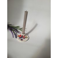 stabkerzenhalter Aus Ton, Handgefertigt, Cremeweiß, Bunt Gesprenkelt von Handmadebyanja66