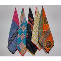 Verschiedene 5 Stück Vintage Kantha Design Handtuch, Handgemachtes Buntes Geschirrtuch Weiches Baumwolltuch von Handmadecraftsvilla