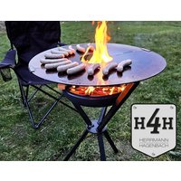 Mobile Feuerplatte Mit Feuerschale Und Untergestell Aus Stahl | H4H, Grillplatte, Plancha, Feuerstelle von HandgemachtHachebach