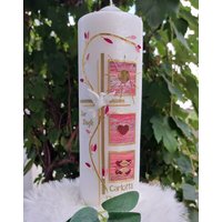 Taufkerze "Carlotta" in Verschiedenen Größen Und Farben, Personalisiert Mit Name, Datum Oder Auch Taufspruch, Individuell Zu Gestalten, Taufe von Handmadeoase