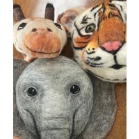 Giraffe, Tiger Und Elefant Gesicht Dekoration, Dschungel Wandkunst, Kinderzimmer von HandmadewithwoolShop