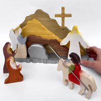 Holz-Ostern-Set, Holz-Krippe, Ostern-Jesus-Dekor, Ostergrab, Auferstehungsdekor, Geschnitzte Figurenset, Osterbevorzugung Holz-Ostern-Set, Holz-Krippe, Ostern-Jesus-Dekor, Ostergrab, Auferstehungsdekor, Geschnitzte Figurenset, Osterbevorzugung von HandmadewoodensGifts