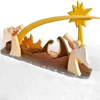 Holzkrippe Set Mit Zwei Engel, Krippe Bethlehem Stern, Geschnitzte Krippe, Holzkrippe, Religiöses Geschenk von HandmadewoodensGifts