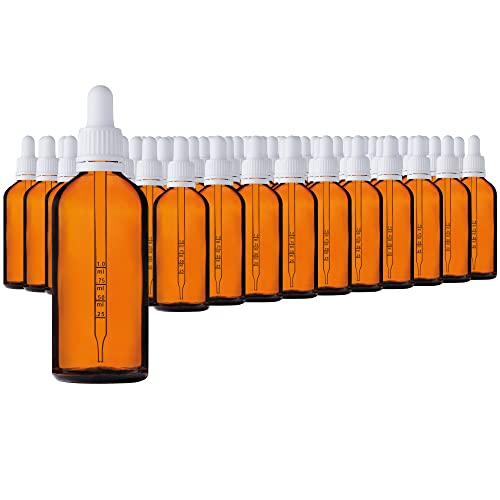 HandsUnity 100ml-070Stücke Pipette Glasflasche - Bernsteinglas-Apothekenglas-Set mit weißem Pipettenverschluss inkl. 5 Stück Hilfsmittel Braunglasflaschen von HandsUnity