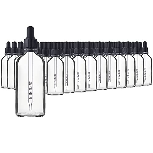 HandsUnity 100ml-70Stk Pipette Glasflasche - Klarglas-Apothekenglas-Set mit schwarzer Pipettenkappe enthält 5 Stück Hilfsmittel transparente Glasflaschen von HandsUnity