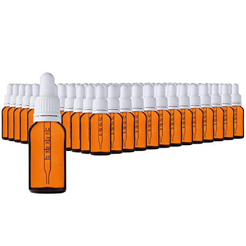 HandsUnity 20ml-156Stk Pipette Glasflasche - Bernsteinglas-Apothekenglas-Set mit weißem Pipettenverschluss inkl. 5 Stück Hilfsmittel Braunglasflaschen von HandsUnity