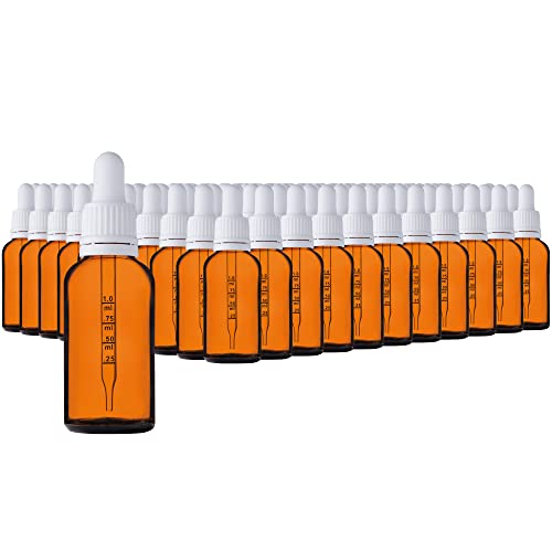 HandsUnity 30ml-110Stk Pipette Glasflasche - Bernsteinglas-Apothekenglas-Set mit weißem Pipettenverschluss inkl. 5 Stück Hilfsmittel Braunglasflaschen von HandsUnity