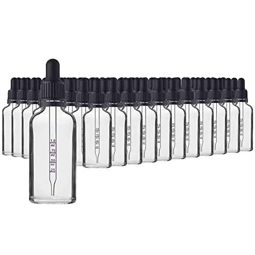 HandsUnity 50ml-88Stk Pipette Glasflasche - Klarglas-Apothekenglas-Set mit schwarzer Pipettenkappe enthält 5 Stück Hilfsmittel transparente Glasflaschen von HandsUnity