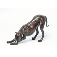 Whippet At Play Solid Bronze Steve Boss von HandsandHeelsbyDavid