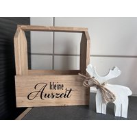 Kleine Auszeit Geschenkbox |Körbchen Aus Holz Klötzchen Eiche | Mitbringsel von HandundFadenShop