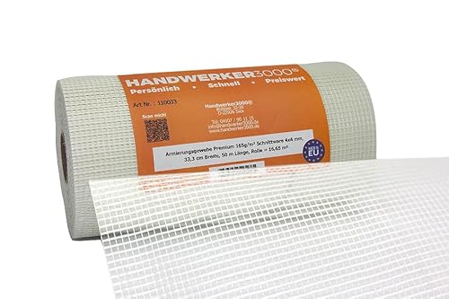 WDVS-Armierungsgewebe ca. 160 g/m² PREMIUM, 4 x 4 mm, 50 m (250 mm breit) von Handwerker3000