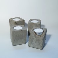 Beton Teelichthalter Kerzenständer Rustikal Teelichter Maxi Edelstahl Exklusiv Natur Stein Zement Concrete Wachs Kerze Licht Lampe von HandworkzDE
