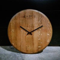 Viini Kello - Wanduhr D = 55cm Rotweinfassdeckel Eichenholz Holzfass Vintage Rustikal Haus Wohnung Handworkz Bild Wand Deko Holz Uhrwerk von HandworkzDE