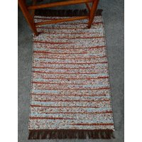 Handgewebter Teppich - Baumwolle Braun Floral. #1345 von HandwovenWonders