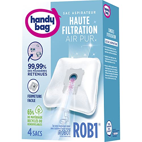 Handy Bag - Kompatibel mit iRobot – Beutel ROB1 für Staubsaugerroboter mit Selbstentleerungssystem – Hohe Filtration – 4 Beutel von Handy Bag