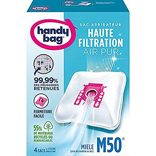 Handy Bag Staubsaugerbeutel, für Miele, luftdichter Verschluss, Filter Öko, M50 Miele 4 Sacs Handy Bag Staubsaugerbeutel, für Miele, luftdichter Verschluss, Filter Öko, M50 Miele 4 Sacs von Handy Bag
