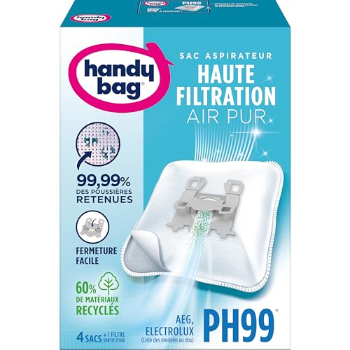 Handy Bag - PH99 – Beutel für Staubsauger AEG und Electrolux – hohe Filtration, 4 Beutel und 1 Luftfilter zum Zuschneiden Handy Bag - PH99 – Beutel für Staubsauger AEG und Electrolux – hohe Filtration, 4 Beutel und 1 Luftfilter zum Zuschneiden von Handy Bag