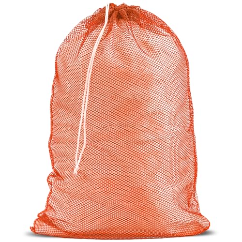 Netz-Wäschesack, XL, 61 x 91,4 cm, langlebig, maschinenwaschbar mit sicherem Kordelzugverschluss, perfekt für Studentenwohnheime, Waschsalons, Wohnungen (Orange) von Handy Laundry