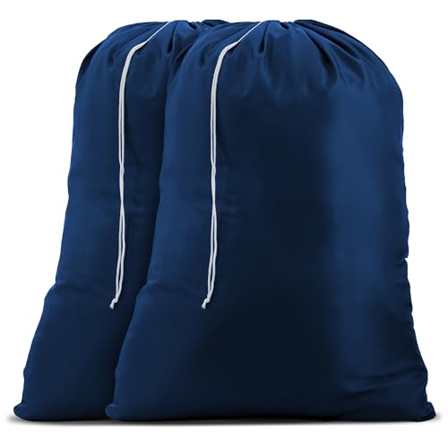 Handy Laundry Nylon XL – Großes Fassungsvermögen mit verschließbarem Kordelzug, maschinenwaschbar, passend für Wäschekörbe oder Körbe, hält 3 Ladungen Kleidung – Marineblau (2 Stück) von Handy Laundry