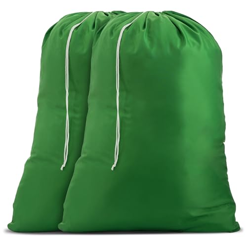 Handy Laundry Wäschesack aus Nylon, große Kapazität mit verschließbarem Kordelzug, maschinenwaschbar, passend für Wäschekörbe oder -körbe, hält 3 Ladungen Kleidung (Grün, 2 Stück) von Handy Laundry