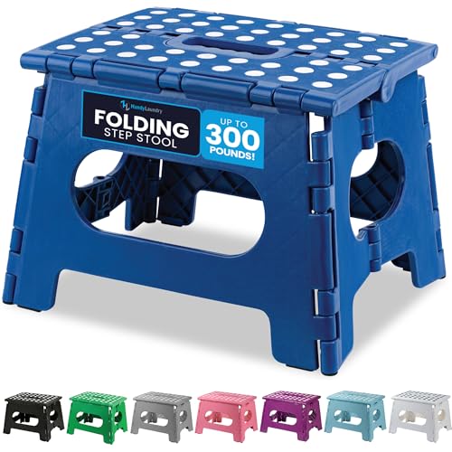 Klappbarer Tritthocker – Der leichte Tritthocker ist robust genug, Schlafzimmer, Kinder oder Erwachsene. (blau) von Handy Laundry