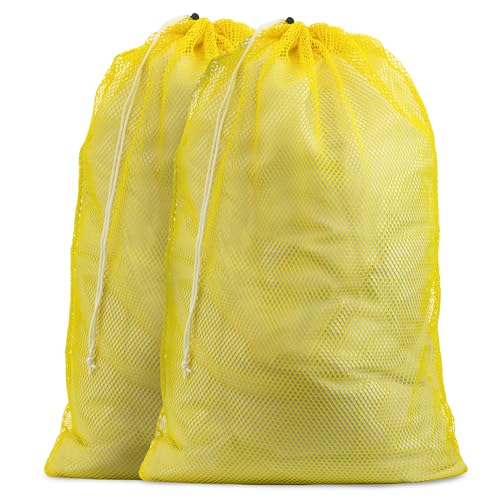 Kommerzielle Netz-Wäschesack, robustes Netzmaterial mit Kordelzugverschluss. Idealer maschinenwaschbarer Netz-Wäschesack für Fabriken, gelb, 2er-Pack) von Handy Laundry